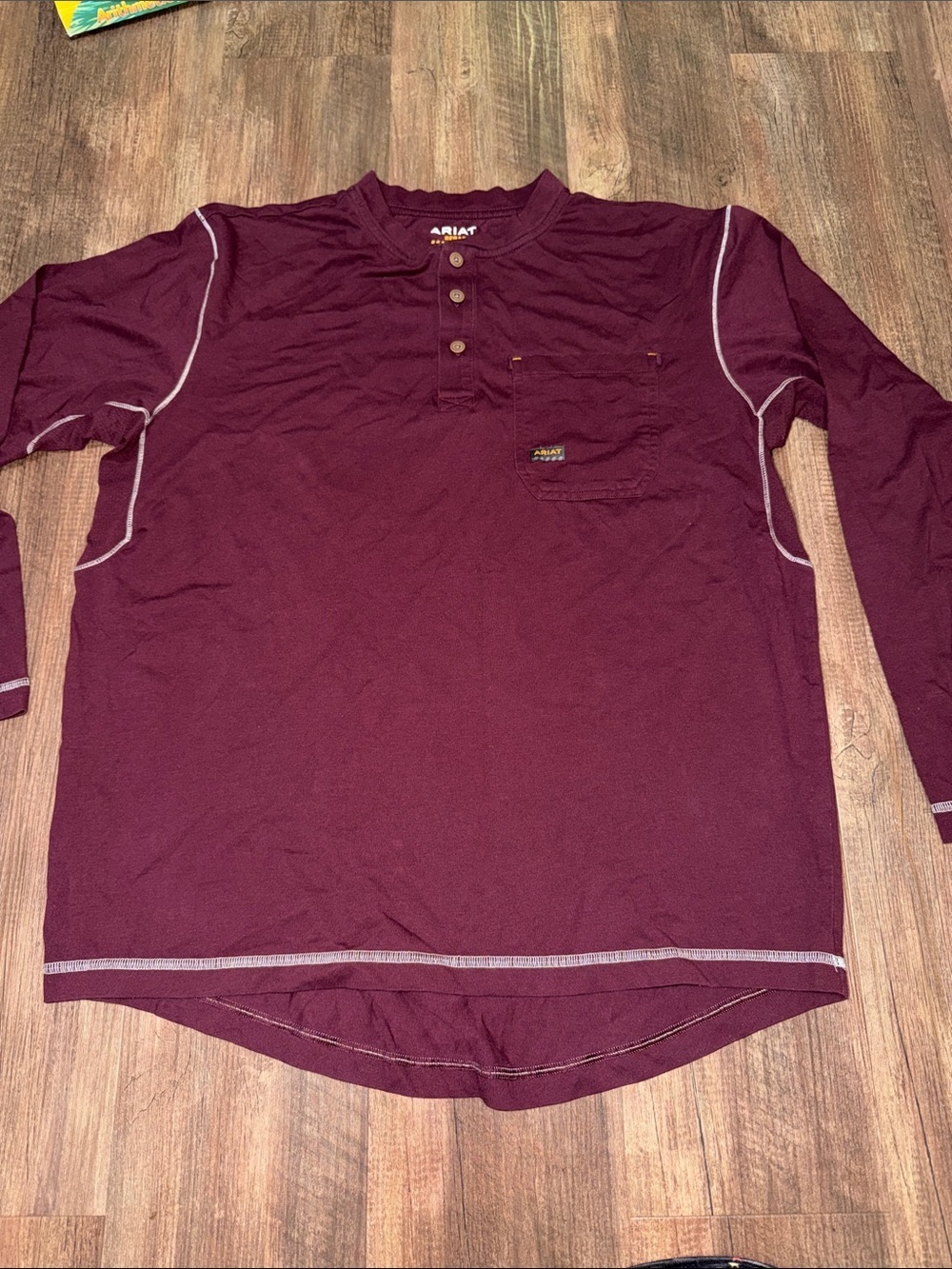 Ariat Rebar Henley Shirt with Pocket 1/4 Button size L